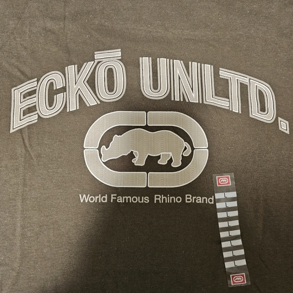 NWT- EKCO UNLIMITED- VINTAGE, Men's  Large,  Taupe Brown,  Raised Graphics Rhino - Picture 1 of 13